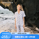 舒雅（Schiesser）女士粘纖梭織印花翻領(lǐng)短袖七分褲睡衣家居服套裝E1/22424H 淺藍(lán) L