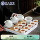 蘇氏陶瓷（SUSHI CERAMICS） 功夫茶具套裝簡(jiǎn)約白瓷茶杯帶竹面儲水式茶盤(pán)套組J0250