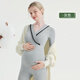 示朵哺乳秋衣純棉上衣帶胸墊孕婦秋衣秋褲保暖內(nèi)衣套裝秋冬打底月子服 【套裝】灰色（自帶胸墊 10A抑菌） XL【適合體重：120-140斤】