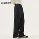 gxgjeans男裝黑灰鉚釘設計寬松休閑長(cháng)褲厚款25冬新品 黑灰 175/L