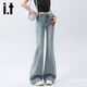 izzue it復古微喇牛仔褲女秋季彈力顯瘦小個(gè)子百搭舒適馬蹄喇叭褲子女