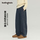 布丁哈魯25年秋季新品女童休閑復古牛仔褲兒童挺括彎刀顯高闊腿褲長(cháng)褲