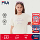 FILA【涼感】斐樂(lè )兒童童裝上衣2025年秋季新款女大童純棉短袖T恤 云菇白-WT 165