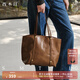 西木汀 夾心泡芙 大容量托特包輕便女新款秋季牛皮單肩包 送女友禮物 焦糖棕 無(wú)規格