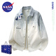 NASA BASE官方潮牌長(cháng)袖襯衫男女秋冬漸變牛仔開(kāi)衫上衣寬松休閑翻領(lǐng)夾克外套 灰色 XL （推薦體重140-160斤）