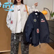 EPET美式潮牌飛行員夾克棒球服女學(xué)生韓版秋季新款學(xué)院風(fēng)休閑情侶外套 灰色 M 95-105斤