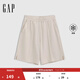 GAP男裝2025夏季新款logo立體車(chē)縫線(xiàn)松緊腰涼感寬松短褲727073 米色 3XL (185/96A) 亞洲尺碼