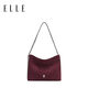 ELLE女包新款單肩腋下包大容量通勤手提包生日禮物25050騏驥紅
