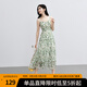 紅袖綠色碎花連衣裙夏季2024新款女裝收腰垂感顯瘦氣質(zhì)小眾雪紡吊帶裙 綠花602 S