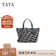 他她（TATA）復古老花手提包女包包休閑手拎包單肩包春季新款X3410AX5 蘭灰/綠 F