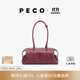 PECO小丑保齡球包植鞣皮油蠟長(cháng)柄法棍腋下手提通勤單肩波士頓女包禮物 中號紫金色頭層粒面小?，F貨