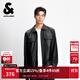 杰克·瓊斯（JACK&JONES）25年男裝秋季外套男款商務(wù)休閑夾克純色PU皮衣通勤多口袋外套上衣 E40黑色 M （175）