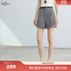 伊芙麗（eifini）伊芙麗2025夏季新款女裝短款簡(jiǎn)約經(jīng)典挺闊褲子高級質(zhì)感休閑短褲女 淺灰 隨單贈皮帶 S