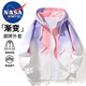 NASA MARVEL夾克男春秋外套潮牌時(shí)尚連帽漸變寬松情侶款上衣 粉紅 L