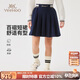 英氏（YEEHOO）女童裙子兒童半身裙中大童裝短裙學(xué)院風(fēng)運動休閑秋裝 深藍 140