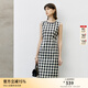 顏域格子氣質(zhì)連衣裙女裝2024新款春季連身裙背心裙收腰顯瘦裙子女 黑白格 S 36