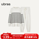 ubras加絨睡衣冬女家居服套裝情侶可外穿慕斯條紋舒適居家 米白色-女士套裝 XL