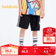 巴拉巴拉童裝男童中褲寬松運動(dòng)風(fēng)短褲夏季褲子兒童休閑褲潮流撞色 黑色90001 100