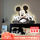 戀之屋米奇led燈臥室床頭裝飾畫(huà)臥室掛畫(huà)米老鼠卡通潮流壁燈房間壁畫(huà) 可愛(ài)米奇 A 60*48cm/ 晶瓷帶燈（電池盒款/遙控+聲控可自由切換） 創(chuàng  )意無(wú)邊框造型畫(huà)
