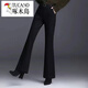 啄木鳥(niǎo)（TUCANO）毛呢微喇叭褲子女韓版2025秋冬高腰顯瘦垂感長(cháng)褲休閑百搭微喇褲潮 黑色(黑色) XL 建議110-120斤
