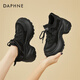 DAPHNE達芙妮松糕厚底小個(gè)子老爹鞋女套腳時(shí)尚百搭運動(dòng)旅游休閑鞋女黑色單里38
