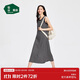 松山棉店二合一薄荷條紋女士帶杯背心裙無(wú)袖長(cháng)款顯瘦睡裙休閑寬松黑白條L