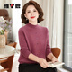 雅鹿媽媽裝100%綿羊毛衫女冬季新款中老年半高領(lǐng)氣質(zhì)毛衣保暖針織衫女