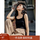茵曼（INMAN）多色無(wú)袖顯瘦吊帶背心T恤夏季簡(jiǎn)約休閑百搭圓領(lǐng)上衣 黑色 M