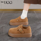 TGS UGG勃肯雪地靴女2024冬季新款加絨加厚保暖一腳蹬樂(lè )福鞋34碼博肯單鞋 駝色單鞋 加絨 36