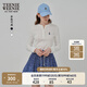 Teenie Weenie小熊女裝長(cháng)袖T恤2025秋季新款半開(kāi)襟溫柔時(shí)尚打底衫 象牙白 S