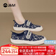 快樂(lè )瑪麗（J&M）休閑鞋女鞋2025春季新款懶人一腳蹬厚底樂(lè )福鞋百搭單鞋帆布鞋板鞋 深藍色 37 (曬圖送20元紅包）