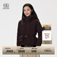 KOLON SPORT/可隆中量羽絨服 女子戶(hù)外短款松緊腰寬松外套連帽鵝絨夾克 LKDJ4WTK14-WI 酒紅 M 165/88A