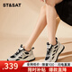 星期六（St&Sat）品牌老爹鞋女2025秋季新款簡(jiǎn)約運動(dòng)休閑女鞋復古百搭厚底增高鞋子 米黑 37