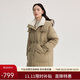 艾萊依仿羊羔毛領(lǐng)羽絨服女中長(cháng)款大衣保暖外套 典雅綠 XL