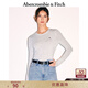 Abercrombie & Fitch經(jīng)典小麋鹿圖案女裝24春夏美式復古性感修身長(cháng)袖T恤139-4833 淺灰色 XS (160/84A)