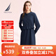 諾帝卡（NAUTICA）【商場(chǎng)同款】女裝春夏新款萊賽爾親膚透氣休閑連衣裙女41DO01 淺藏青色40S L