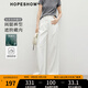 紅袖天絲棉休閑褲2025夏季新款女裝氣質(zhì)壓褶顯瘦質(zhì)感寬松百搭闊腿長褲 本白001 M