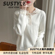 SUSTYLE2025新款秋冬溫柔蕾絲設計連帽針織運動(dòng)衫女士多功能高端毛衣 白色 M 90-100斤