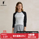 POLOWALK女式長(cháng)袖T恤2025秋季新品圓領(lǐng)撞色打底衫簡(jiǎn)約休閑上衣 黑色 M /160
