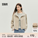 森馬（Semir）外套女秋季花苞拼接格子寬松立領(lǐng)2025新款復(fù)古風(fēng)文藝通勤夾克 咖色調(diào)00355 M