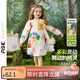 ASK JUNIOR兒童裙子2025秋季女童印花連衣裙A字下擺泡泡袖小童 花色 110
