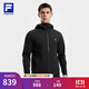 FILA 斐樂(lè )官方男士針織連帽外套2025秋新款健身運動(dòng)防曬寬松上衣 深黑-BK L 175/96A/L