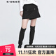 S.DEER圣迪奧夏女裝通勤風(fēng)雙排扣假口袋A字半身短裙S22161301 黑色/91 L 170