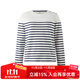 ELAND【100%棉】衣戀T恤女撞色條紋正肩合身上衣2025秋季新款 象牙白/白色(39)Ivory M /165