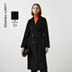 朗姿騏驥紅【王楚然同款】純羊毛通勤大衣修身毛呢外套冬季新款 黑色 L