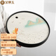 金鑲玉茶盤(pán) 家用陶瓷茶盤(pán)辦公室國潮風(fēng)茶具茶托盤(pán)圓型客廳功夫茶具茶臺 順水行舟茶盤(pán)