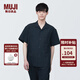 無(wú)印良品（MUJI）男式 易干彈力泡泡紗開(kāi)領(lǐng)短袖衫 男士短袖襯衫襯衣 AC1WBA4S 深藏青色 L(175/100A)