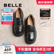 百麗（Belle）歡樂(lè )奏jk樂(lè )福鞋2025春新商場(chǎng)同款真皮百搭休閑鞋D2P1DAA5 黑色 37 (235mm)