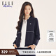 ELLE ACTIVE時(shí)尚棒球領(lǐng)運動(dòng)休閑外套女裝初秋百搭通勤精致防風(fēng)保暖夾克女 藏青色 L