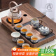 尚言坊功夫茶具整套帶茶盤(pán)帶煮茶燒水一體式茶臺茶杯高檔泡茶器全套裝